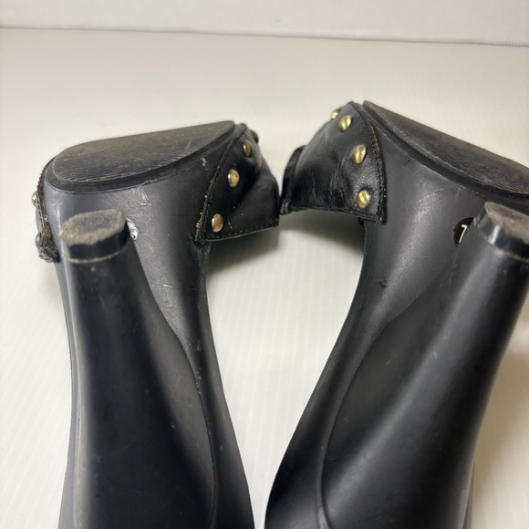 Vintage G By Guess Open Toe Mule/Heels Size 7.5M Leather Bow Gold Accents - Picture 13 of 16